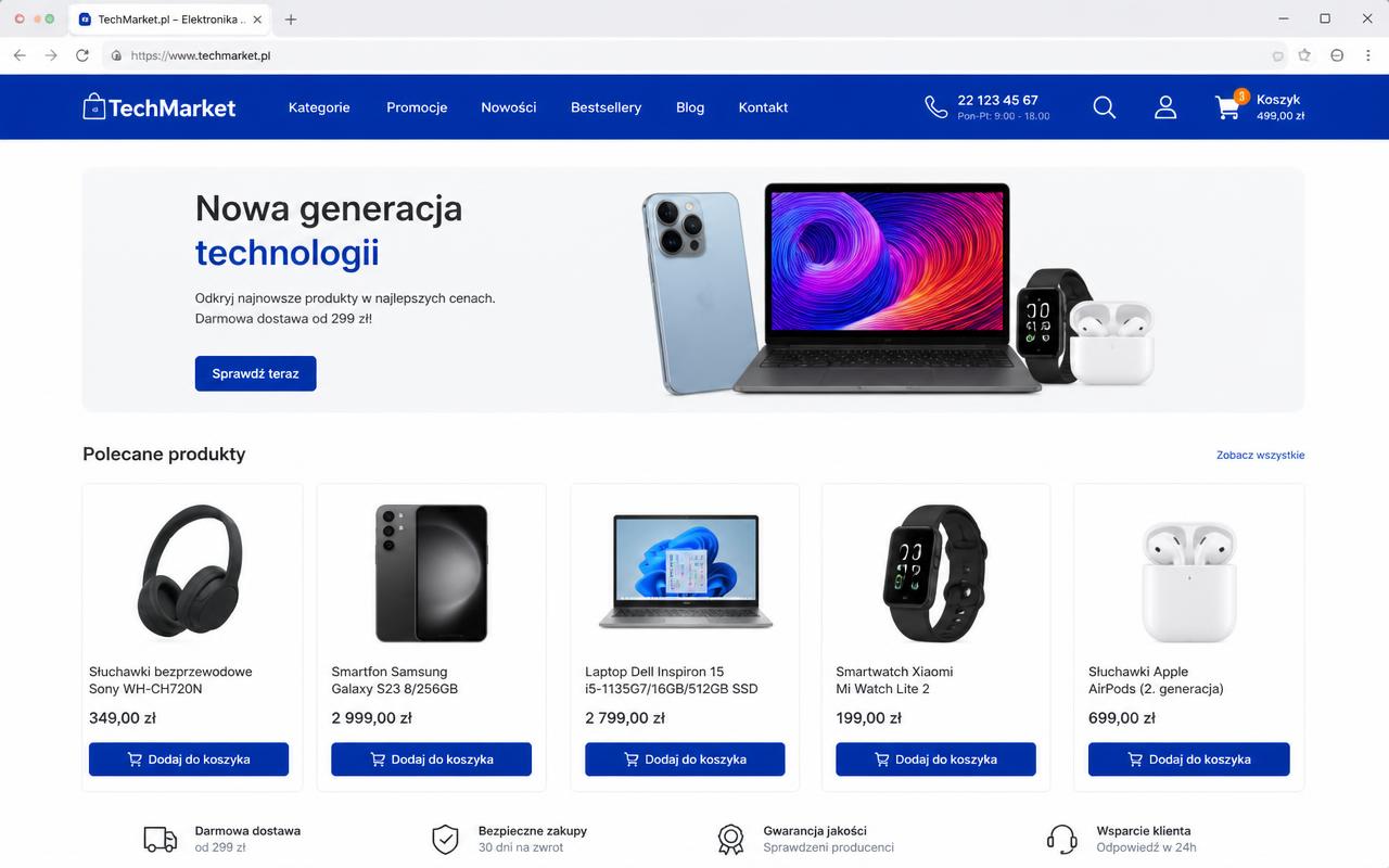Zrzut ekranu projektu sklep.piotrekpawlowski.pl — Sklep internetowy